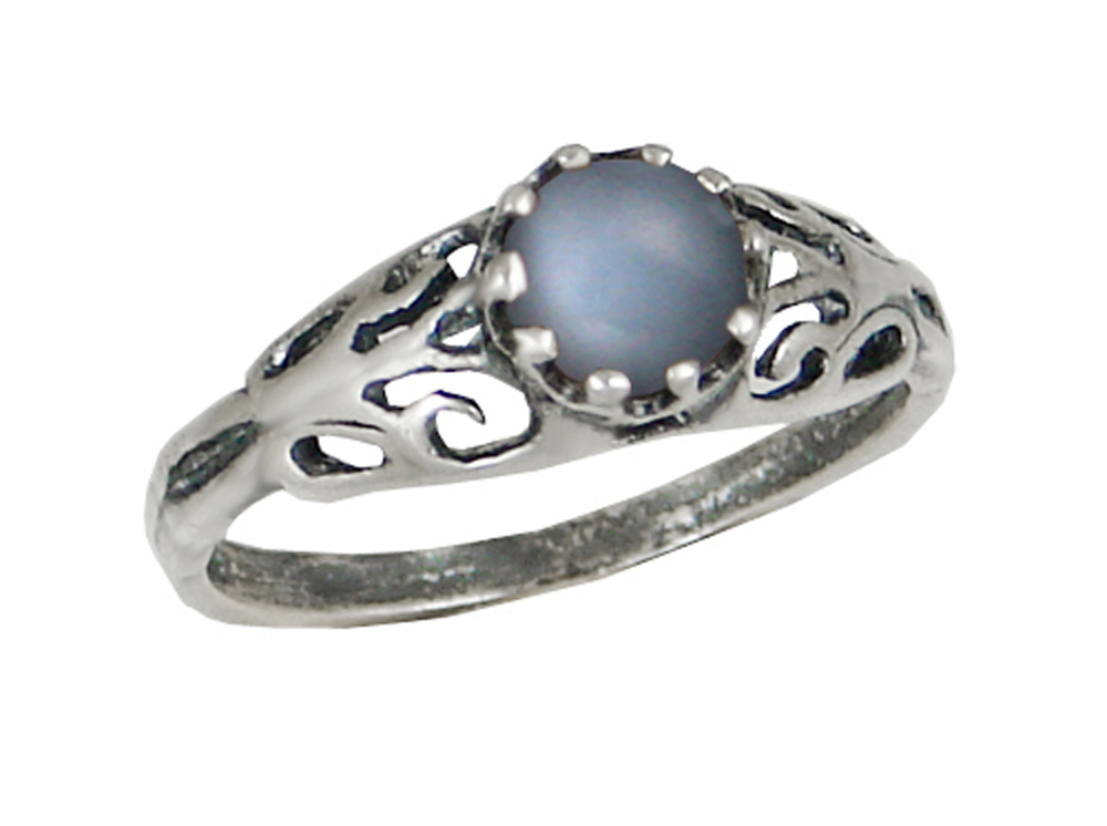 Sterling Silver Filigree Ring With Grey Moonstone Size 3 Sterling Silver Filigree Ring With Grey Moonstone Size 3